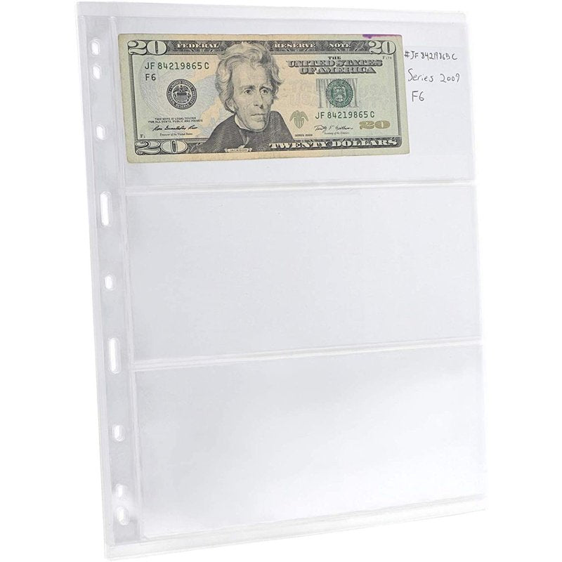 Letter Size Currency Holder Binder - Transparent Organizer for Bills and Checks