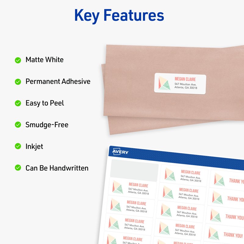 Printable Address Labels 1" x 2-5/8" White 1500 Labels for Mailing & Organization