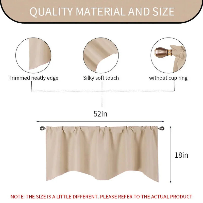 Solid Color Polyester Window Valance Curtains with Rod Pocket - Various Colors