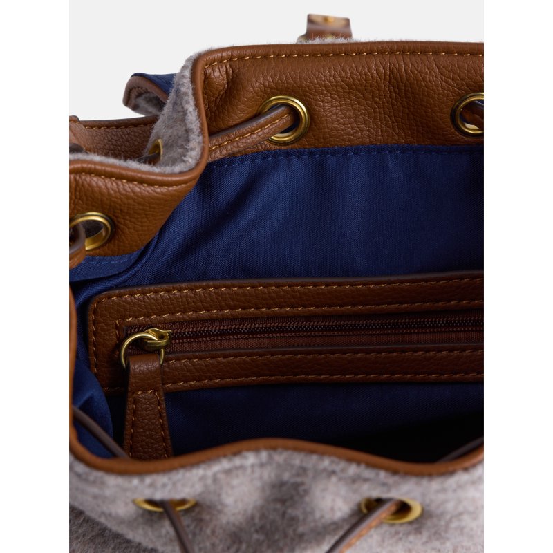 Women's Backpack with Faux Leather Trim and Multiple Pockets