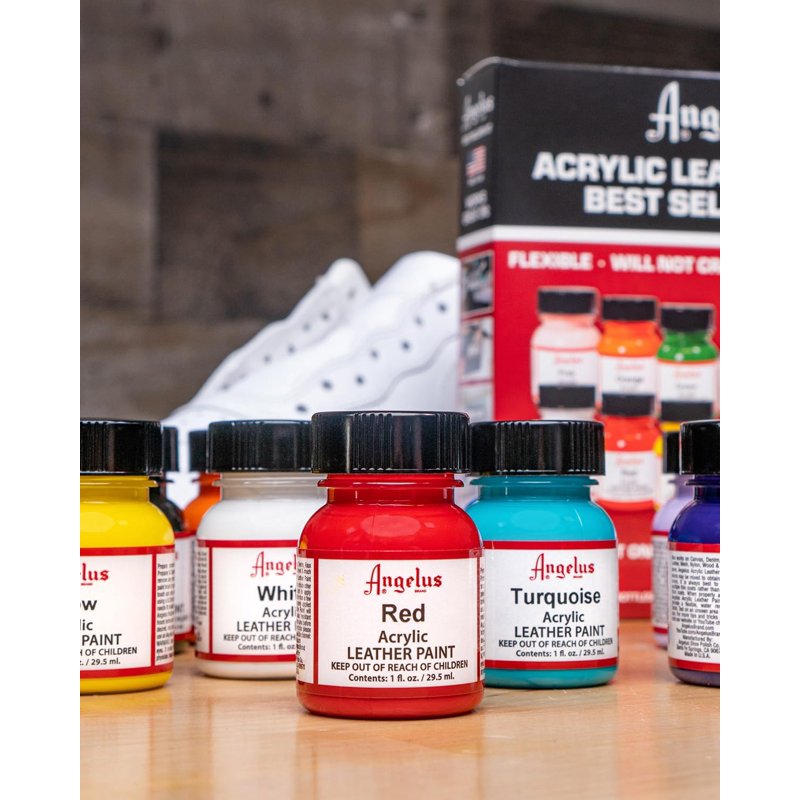 Angelus Acrylic Leather Paint Kit - Flexible Shoe & Leather Paint in 12 Colors, 1 oz Each