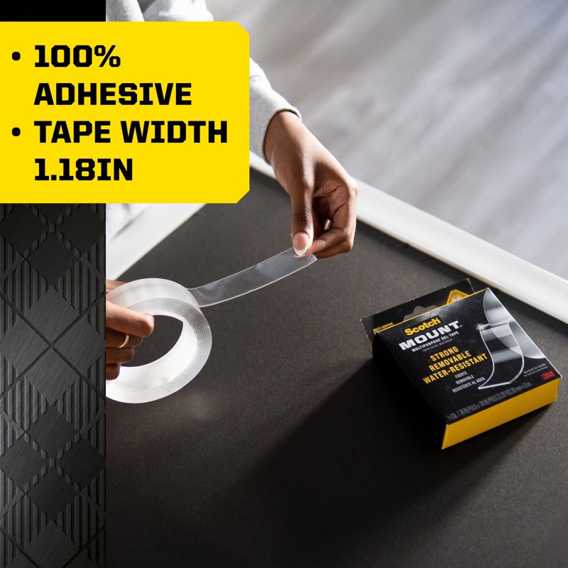 Heavy Duty Clear Mounting Tape - Holds Up to 20 lbs, 1.18 in x 118 in, 3 Pack