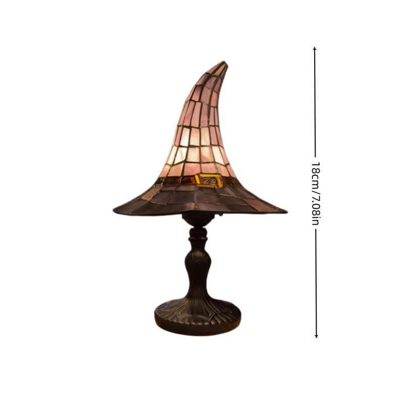 Halloween Decor Witch Hat Lamp - LED Night Light for Indoor Shelves and Tables - Gothic Home Accent