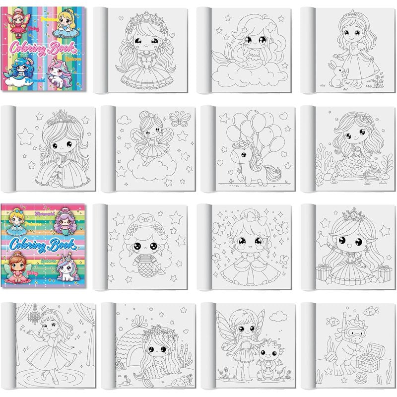 Princess Coloring Books for Girls 3-8, 64 Designs, Screen-Free Travel Activity Set