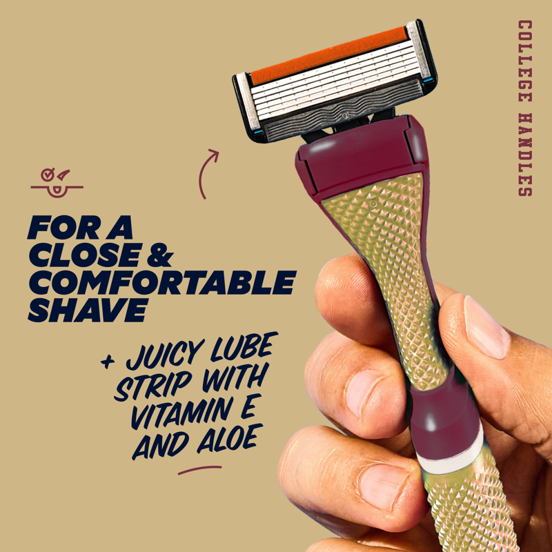 College Shaving Kit with Razor Handle & 6-Blade Refills - Multiple Colors