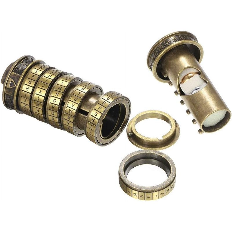 Mini Cryptex Lock Box for Jewelry & Gifts - Password Cylinder, Antique Bronze & Black