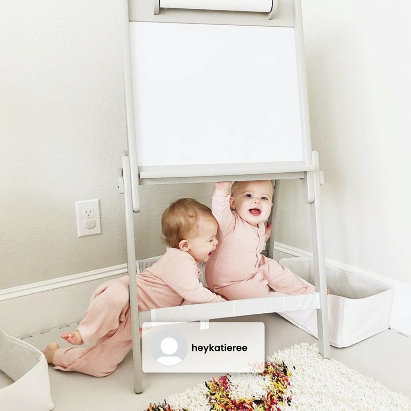 Kids Whiteboard Easel with Paper Roll & Storage - Bianca White