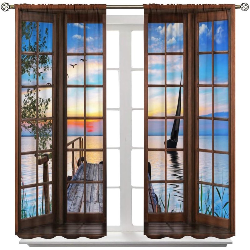 Autumn Landscape Curtains 84x84 Inch - Rustic Natural Scenery Window Treatment
