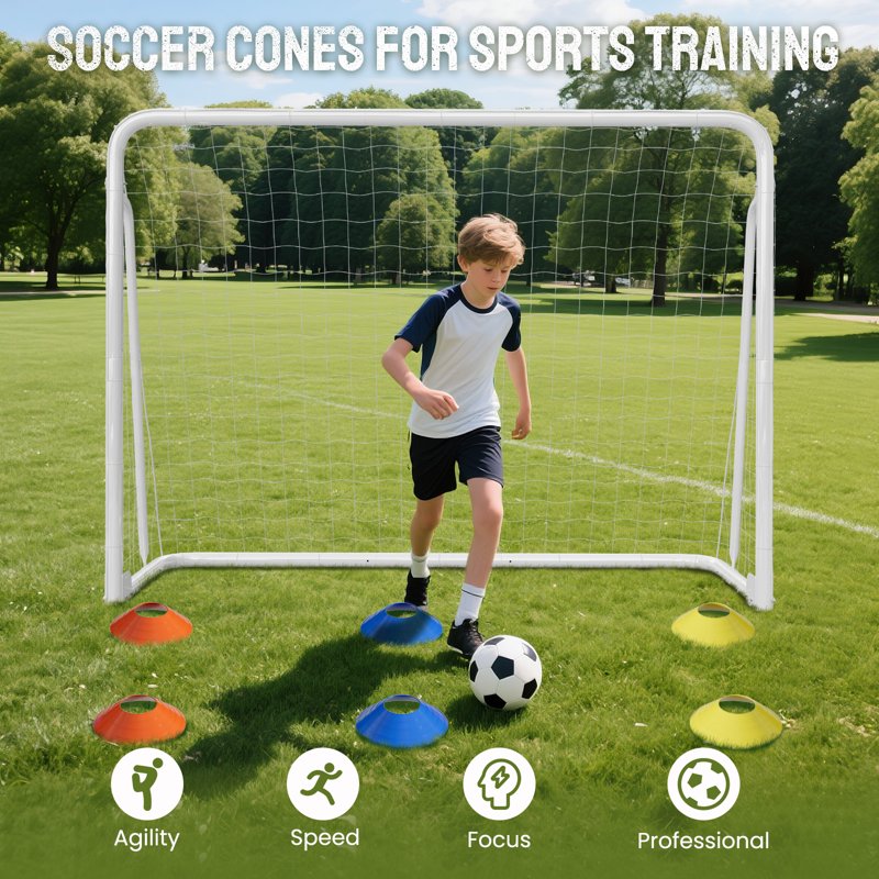 8'x6' Portable Soccer Goal Set (B-50 Tube) - White, Foldable, Training & Backyard Goals
