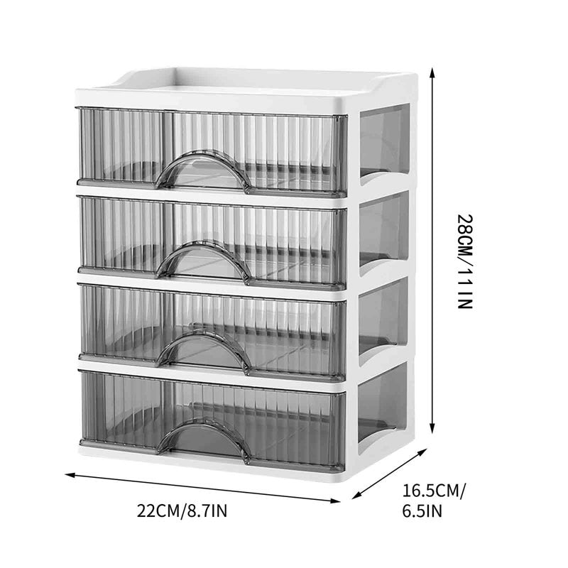 Clear Plastic Drawer Storage Organizer Box with Multiple Compartments for Desk, Vanity, Bathroom, and Kitchen