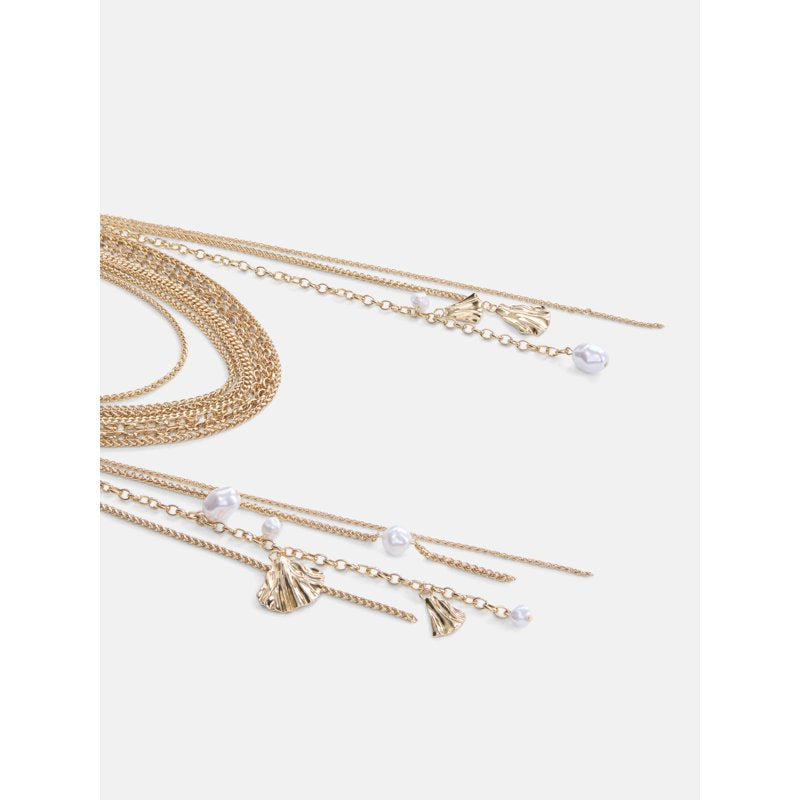 Gold-Tone Multi Strand Layered Necklace - Elegant Women's Jewelry