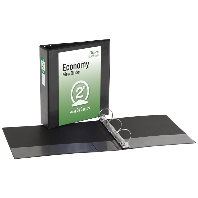3-Ring Binders with 2" Rings & 375-Sheet Capacity - Black, 12-Pack