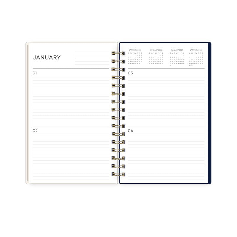 Undated Daily Planner 5 x 8 Flexible Cover Twin Wire Binding Office & School