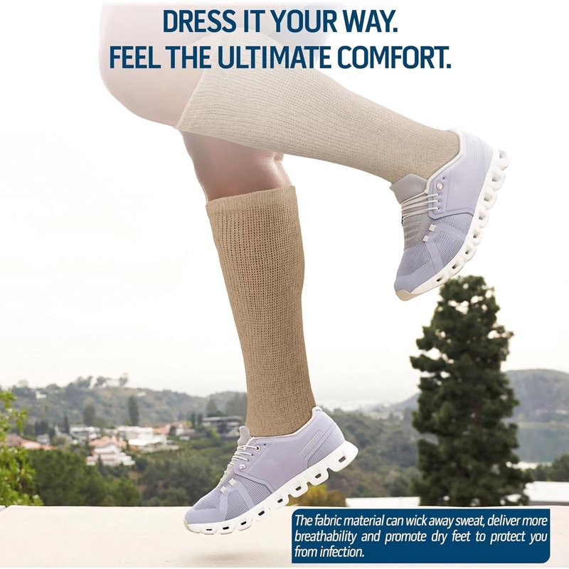 Diabetic Over The Calf Socks with Seamless Toe Cushion Non-Binding Cotton 6 Pairs