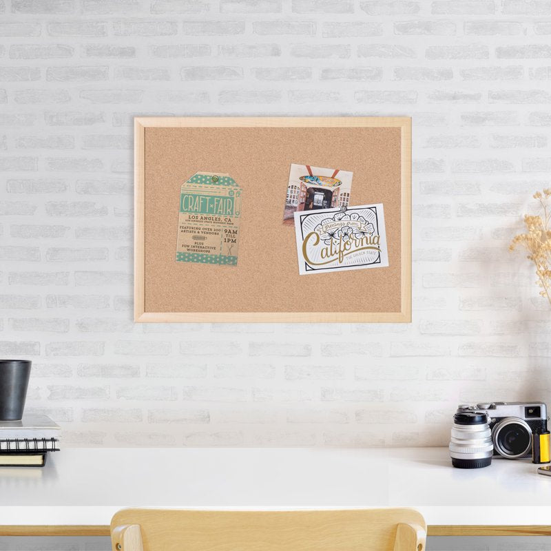 17 x 23 Inch Cork Bulletin Board with Natural Maple Wood Frame
