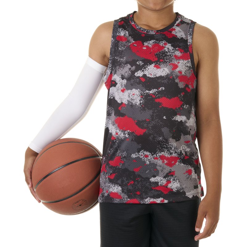 Youth Arm Sleeves for Sports, White, 1 Pair, Moisture-Wicking & 4-Way Stretch