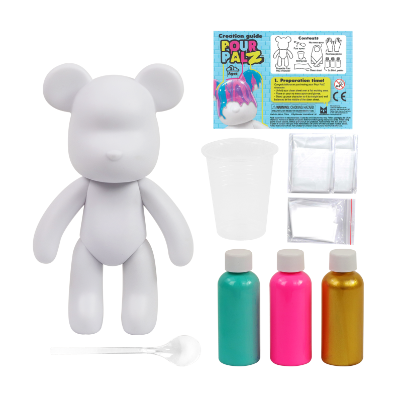 DIY Paint Pour & Craft Kit for Kids & Adults - 9-Inch Bear Figure