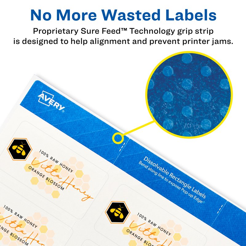 Dissolvable Labels 1-1/4 x 2-3/8 inch, Waterproof, Food Safe, 90 Sheets