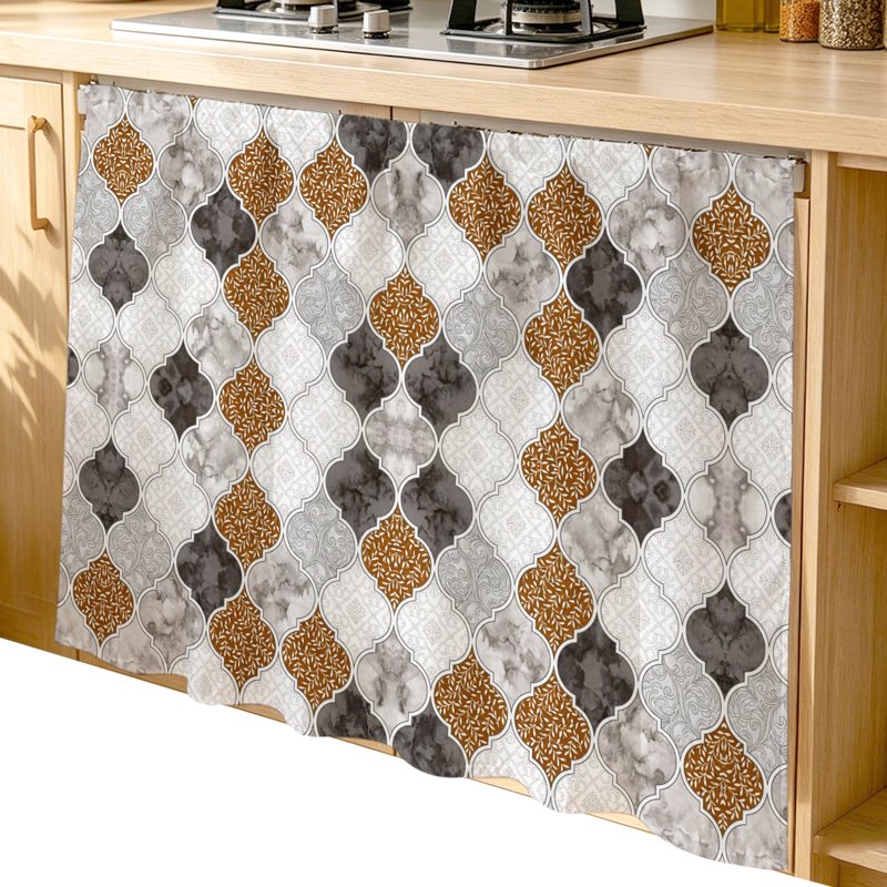Waterproof Kitchen Cabinet Curtain Under Sink Dust-Proof & Decorative 35x35 Inches