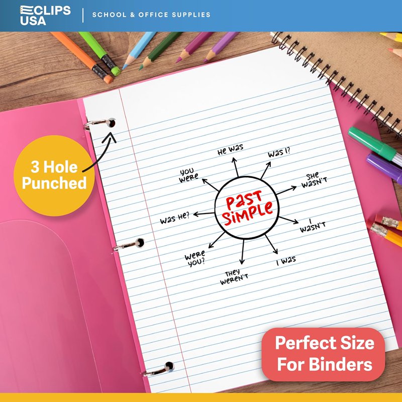 College Ruled Loose Leaf Notebook Paper - 100 Sheets, 12-Pack