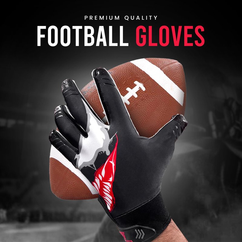 Youth Football Receiver Gloves with Sticky Grip for Catching & Training