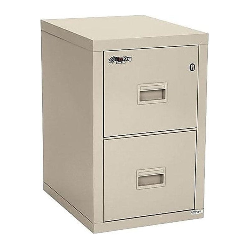FireKing Insulated Fire-Resistant Turtle File Cabinet - 17.7 x 22.1 x 27.8 Inches, 2-Drawers, Parchment Finish