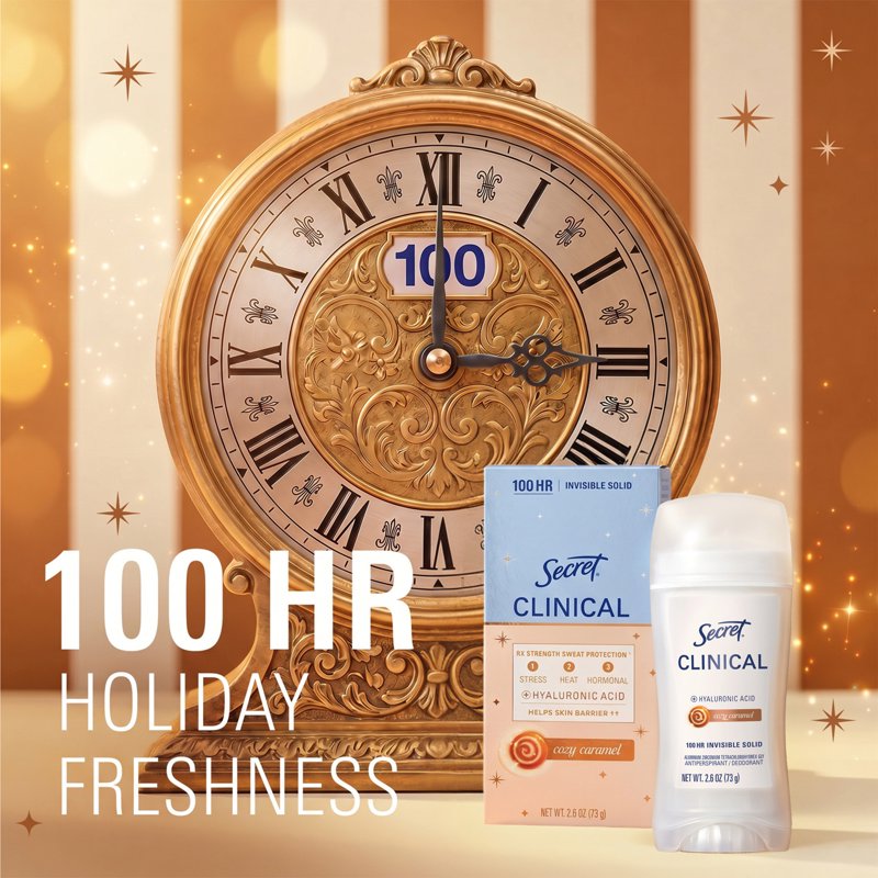 Secret 100HR Clinical Antiperspirant Deodorant for Women, Cozy Caramel, 2.6 oz
