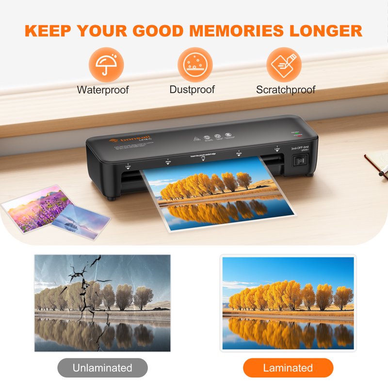 9-Inch Thermal Laminator Machine with 20 A4 Laminating Sheets for Home & Office Use