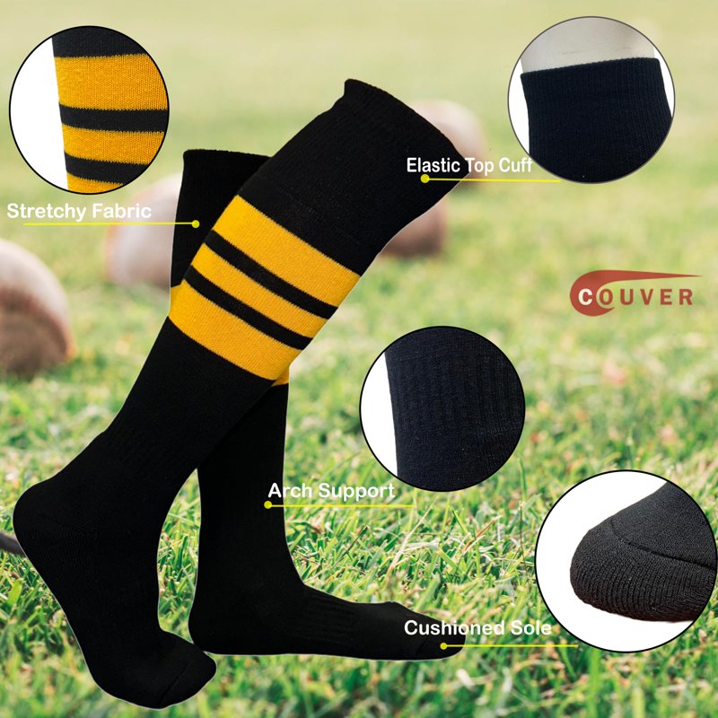 Unisex Baseball Softball Knee-High Socks - Triple Stripe Athletic Socks
