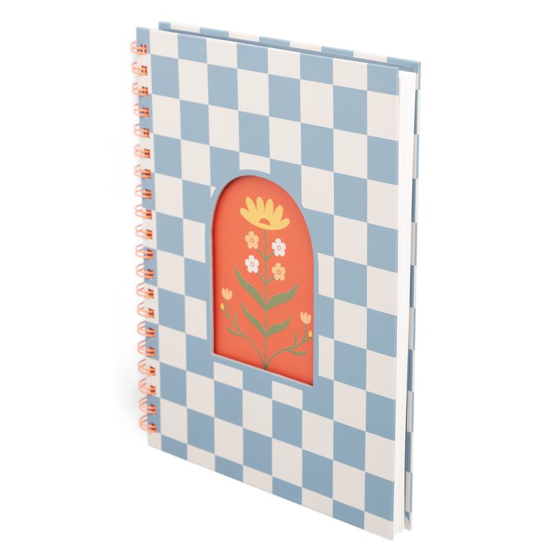 Floral Checkered Spiral Notebook - 8x10.5 College Ruled, Art & School