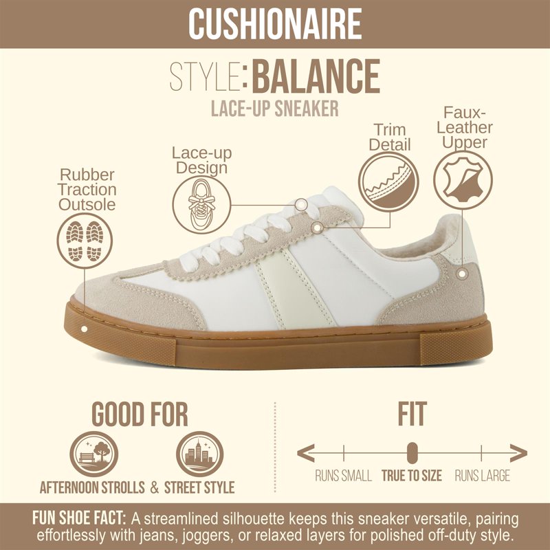 Women's Casual Sneakers with Memory Foam & Slip-Resistant Outsole - Cushionaire Balance