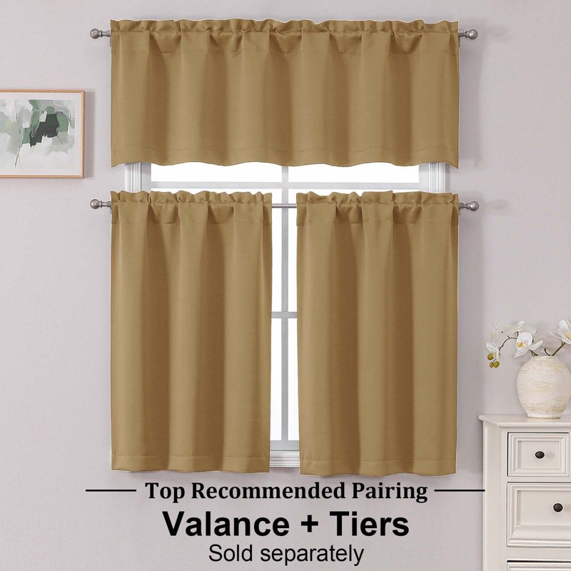 Blackout Curtains 30x30 Inches, Rod Pocket Kitchen & Small Window Tiers, 2 Pack