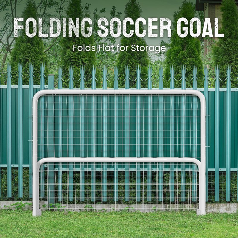 8'x6' Portable Soccer Goal Set (B-50 Tube) - White, Foldable, Training & Backyard Goals