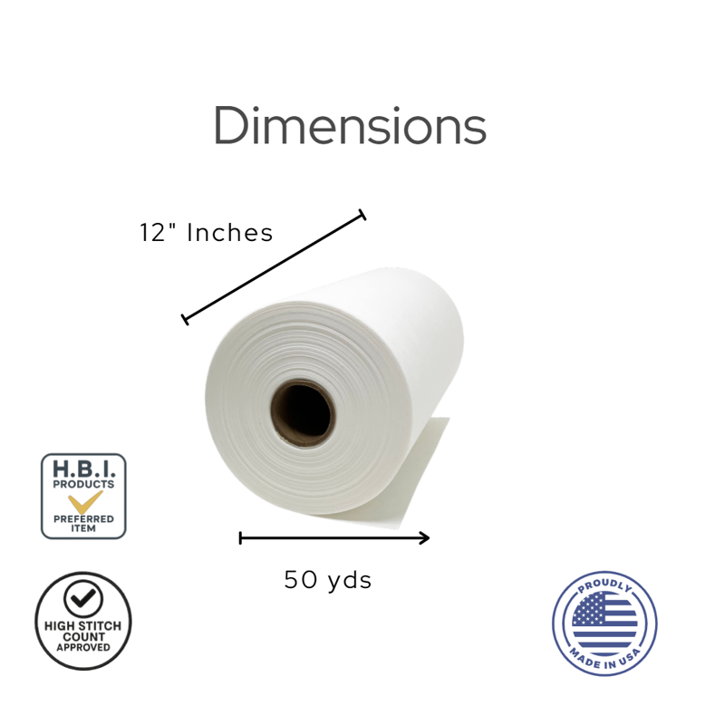 Embroidery Stabilizer Roll - Cut Away 12x50 Inches, Professional Support