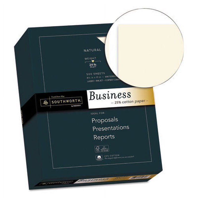25% Cotton Business Paper - 8.5x11, 24lb, Natural, 500 Sheets, Bundle of 2 Boxes