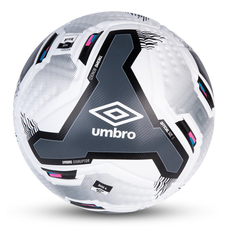 (4 Pack) Umbro Disruptor Soccer Ball Size 5 – FIFA Basic Approved, Ages 13+