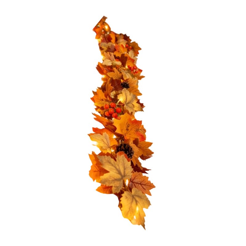 Lighted Maple Leaf Vine Garland - 118 Inch Autumn Halloween Thanksgiving Decor