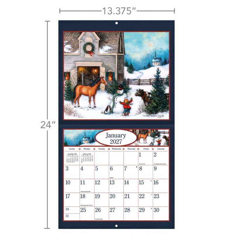 Linda Nelson Stocks 2027 Wall Calendar - Rural Artwork with Full-Color Monthly Pages