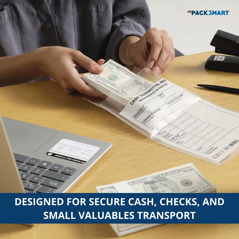 Cash Transmittal Bags 6x9 Clear Self-Sealing Security 500 Pack