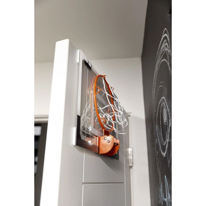 Mini Basketball Hoop for Door - Over-the-Door Flip-Up Rim, Clear Backboard, Orange