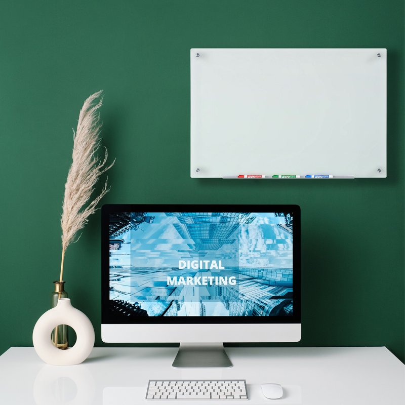 Frosted Glass Dry-Erase Board Set - Modern Whiteboard for Office & Home