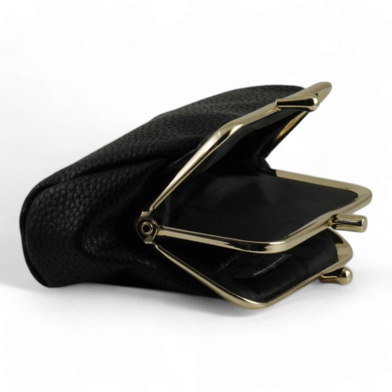 Leather Coin Purse with Triple Frame - Soft Butter Finish, Multi Pocket