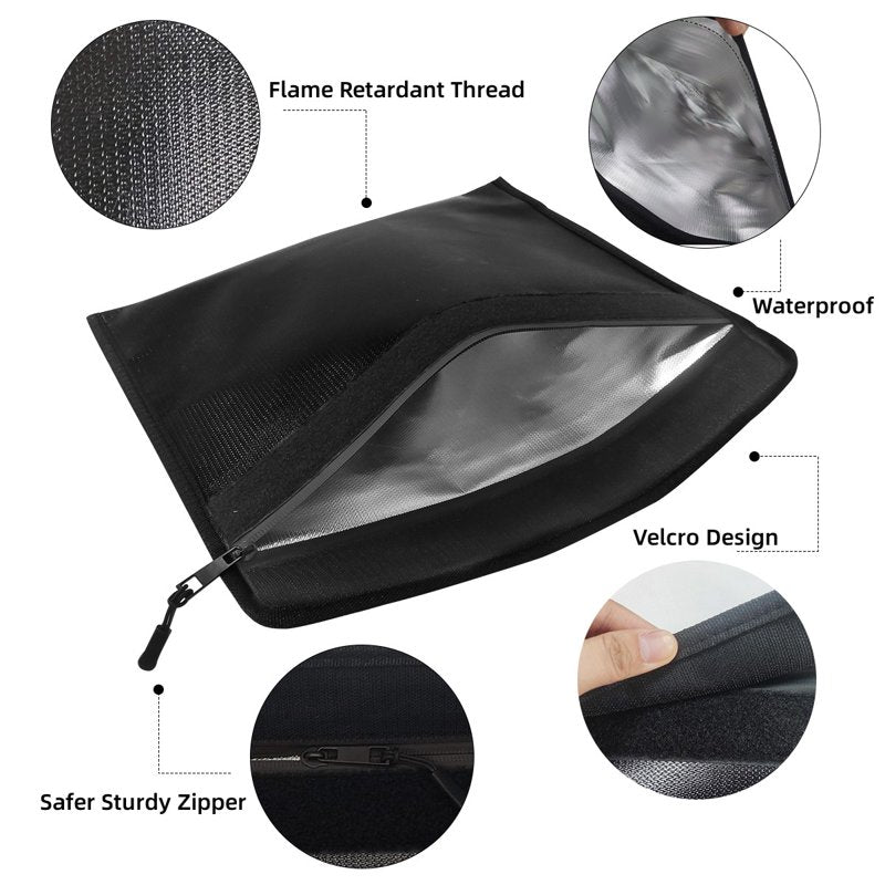 Fireproof Document & Money Bag Set - Heat & Water Resistant Safeguard