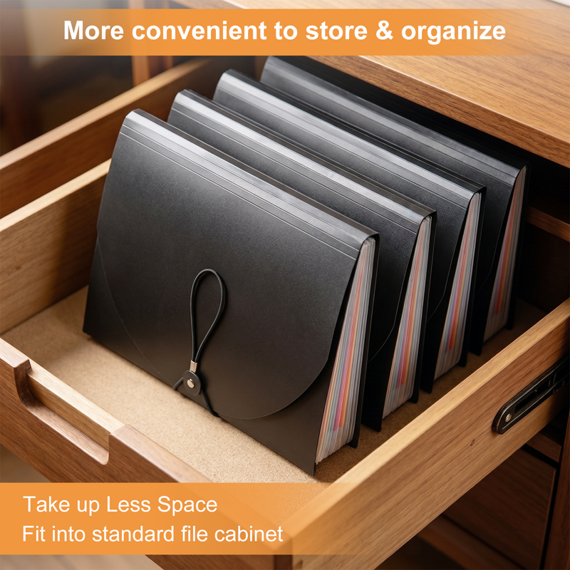 13-Pocket Accordion File Organizer with Labels - Sturdy Document Storage for Office, Home & School