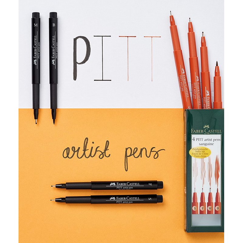Faber-Castell PITT Artist Sanguine Set of 4 Fine Line Pens for Illustration