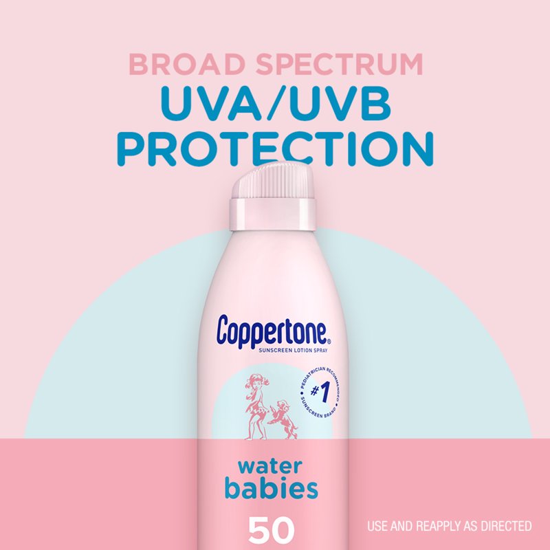 Baby Sunscreen Spray SPF 50 - Water-Resistant, Gentle for Delicate Skin, Pack of 2 - 6 Oz