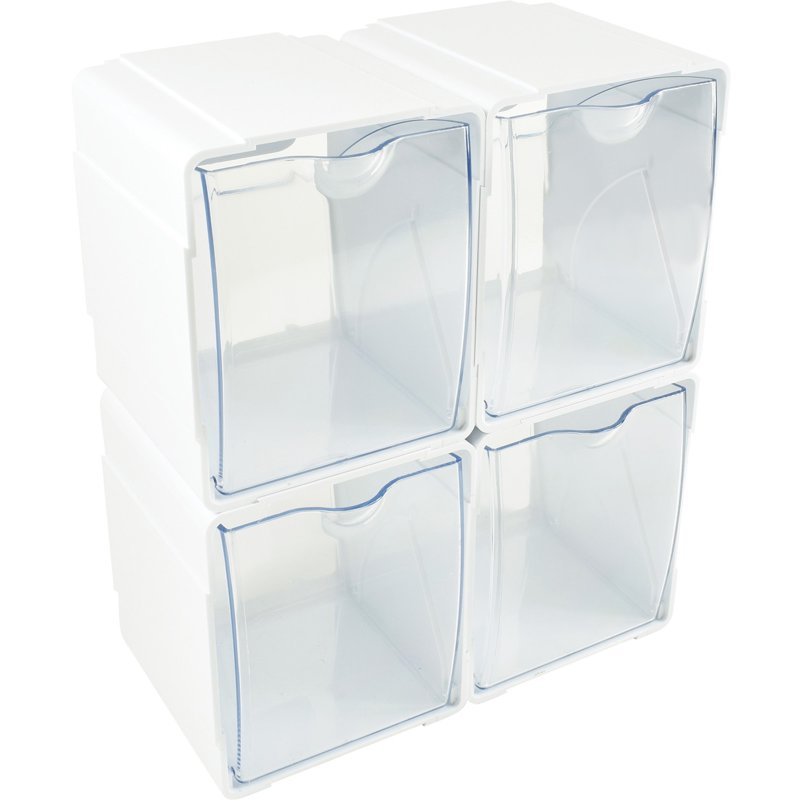 Interlocking Tilt Bin Storage Organizer - Clear and White, 4.625 x 4.875 x 5.5 inches