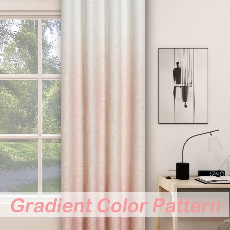 Blackout Window Curtains Two Tone Gradient Grommet Panels for Bedroom Living Room