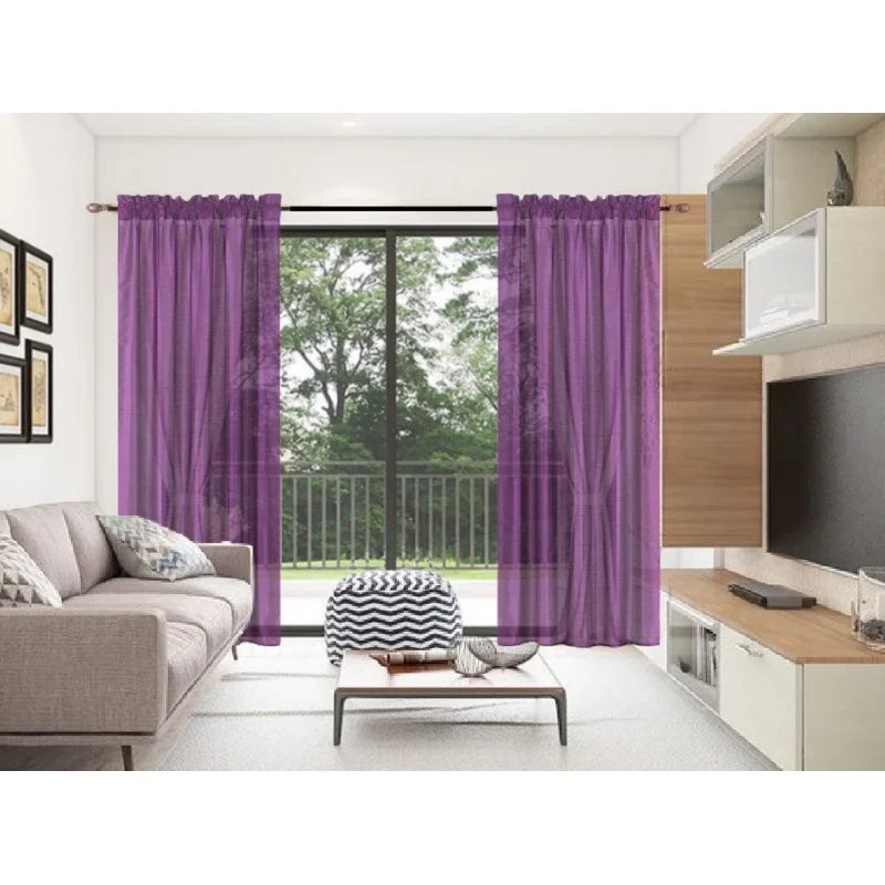 Semi-Sheer Faux Silk Window Curtains 2-Pack - Privacy Light Filter 84" L