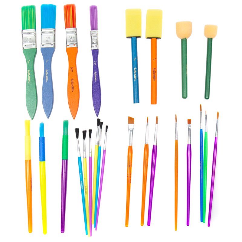 Assorted Paint Brushes Set - 25 Pieces for Arts & Crafts
